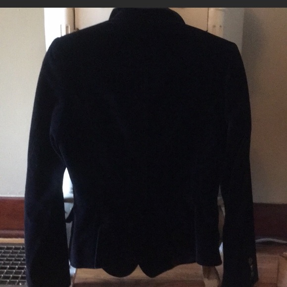 Navy Velvet Burberry Blazer with black satin trim - Picture 3 of 5